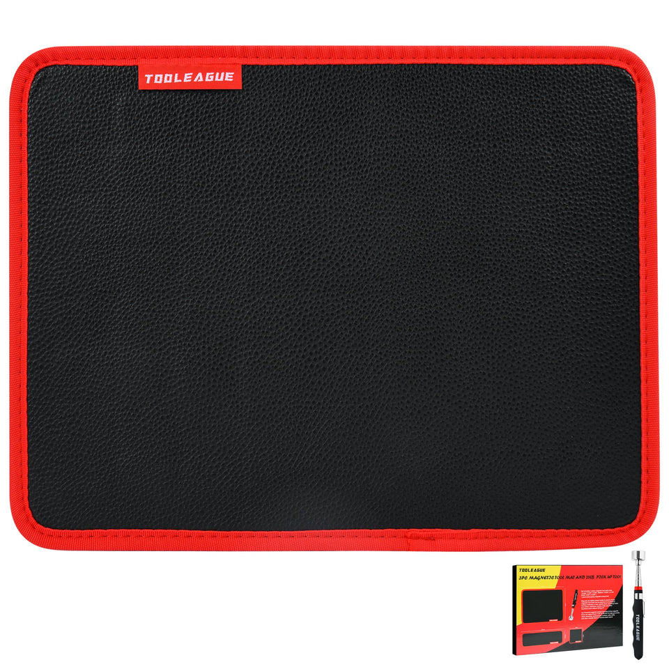 TOOLEAGUE magnetic tool mat securely holds wrenches on ferrous surfaces.