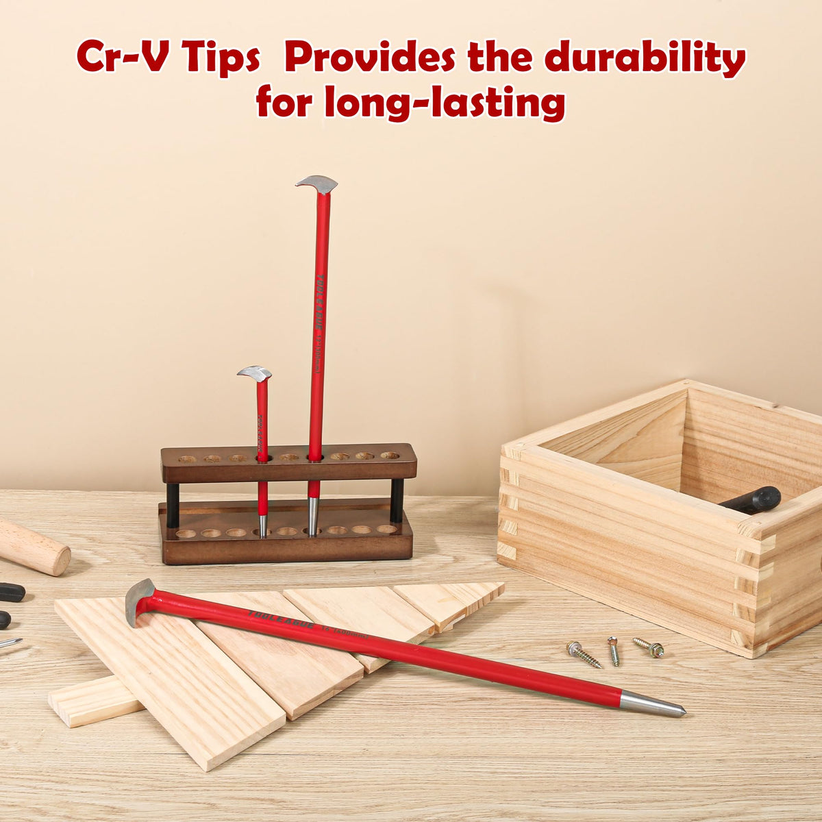 TOOLEAGUE pry bars rugged CRV steel for durability