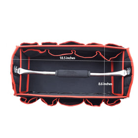TOOLEAGUE tool bag wide-mouth opening for fast tool pickup and organization.