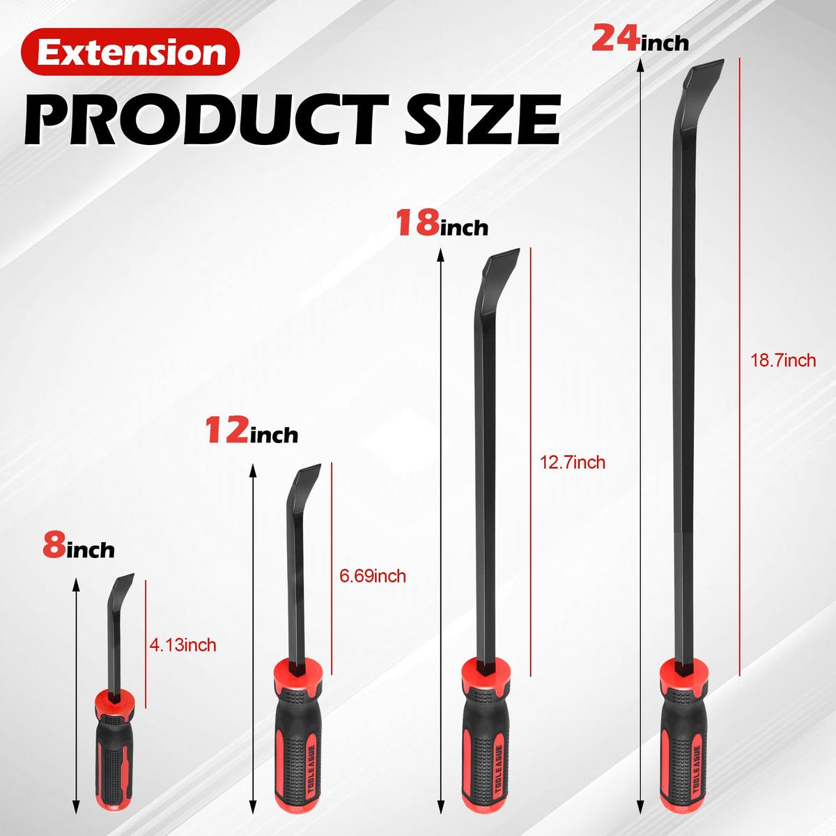TOOLEAGUE Utility 18-inch pry bar designed for heavier leverage