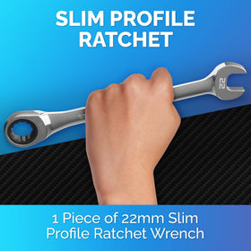 TOOLGUARDS ratcheting wrench with box end design for confined spots.