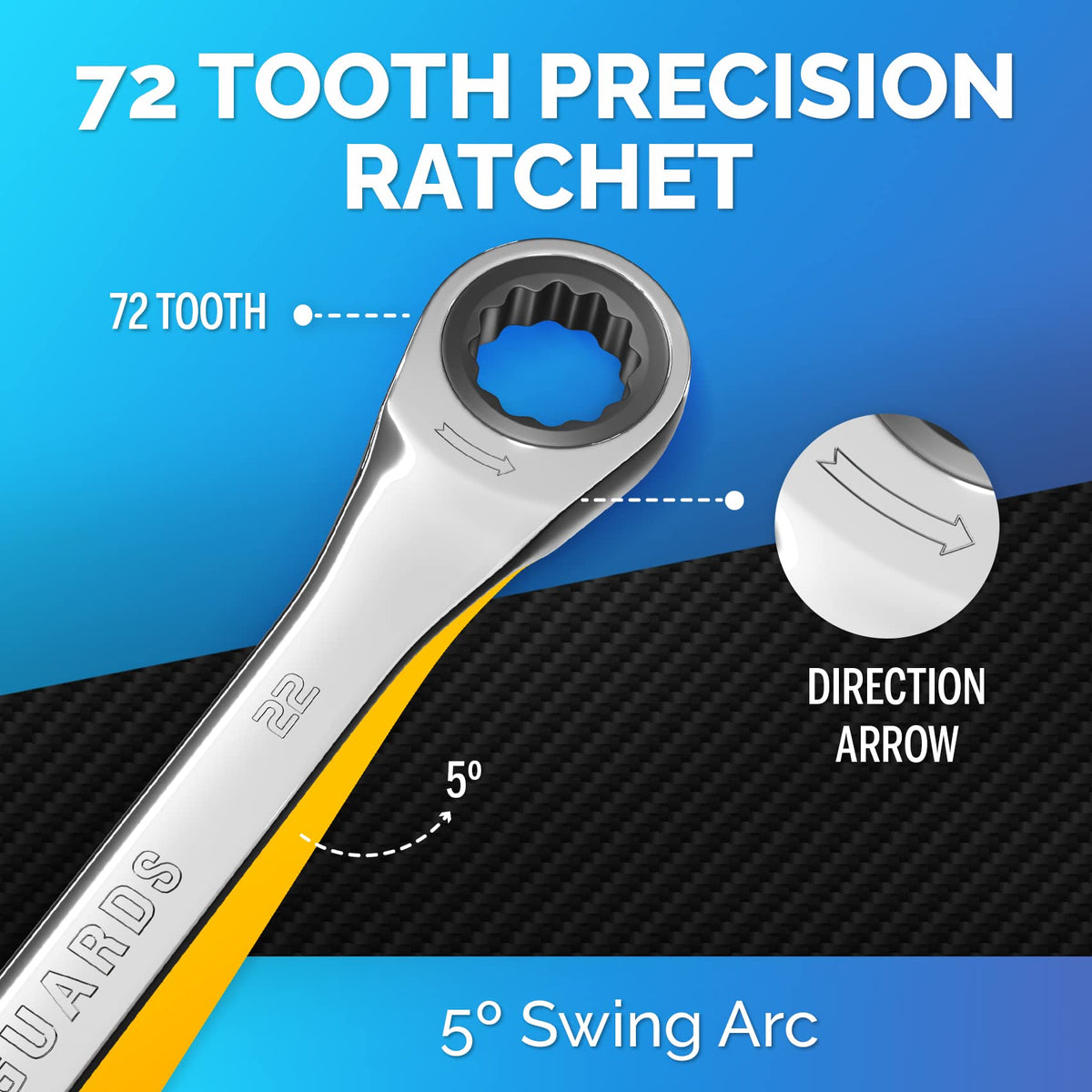 TOOLGUARDS ratcheting wrench demonstrating smooth mechanical operation.