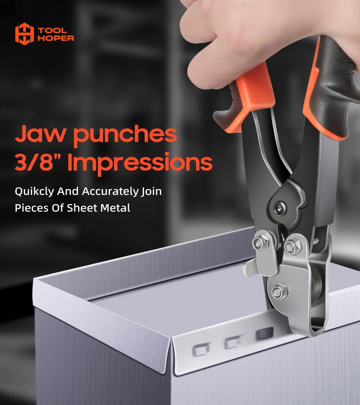 Toolhoper Snap Lock Punch three-eighths impression highlights precise joins