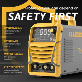TOOLIOM 135A stick-welding setup suitable for robust joints