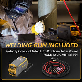 TOOLIOM 135A welder with lift TIG torch for precise fusion on metals.