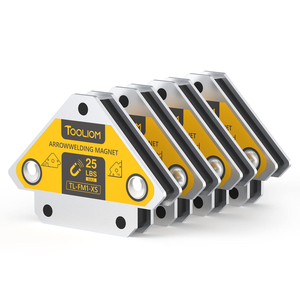 TOOLIOM Arrow Welding Magnets 4-Pack securely hold ferrous metals up to 25 lbs.