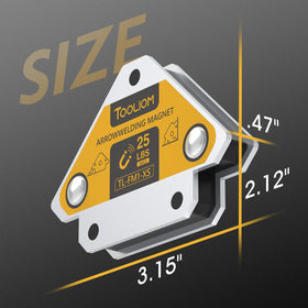 TOOLIOM Arrow Welding Magnets demonstrate multi-angle hold for precise positioning.