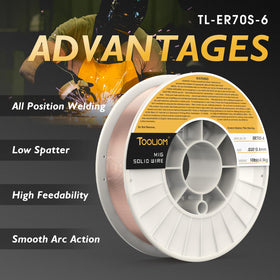 TOOLIOM ER70S-6 MIG arc weld with clean penetration and stability
