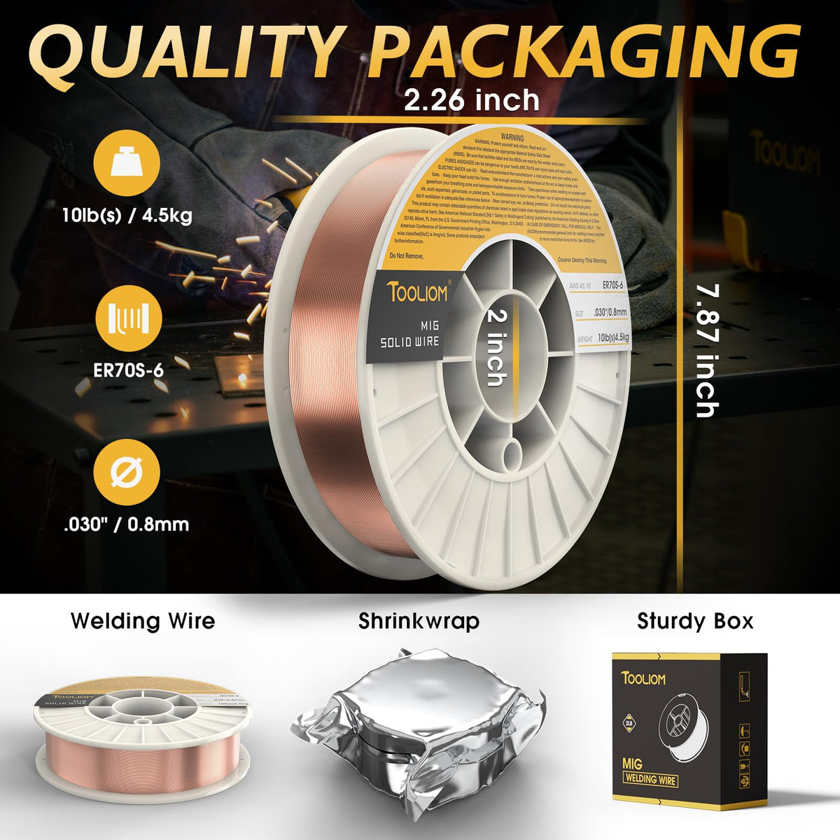 TOOLIOM ER70S-6 MIG wire compatible with CO2 or mixed shielding gas