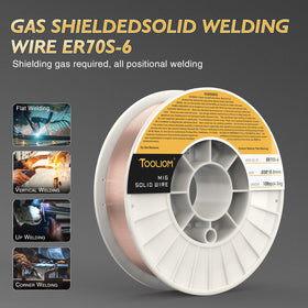 TOOLIOM ER70S-6 MIG wire on machine demonstrates steady arc behavior