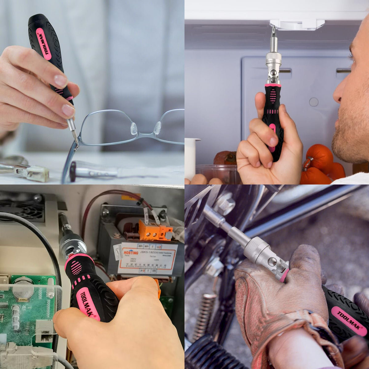 TOOLMAK magnetic screwdriver tip attracts tiny screws for steady placement.
