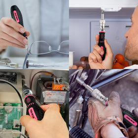 TOOLMAK magnetic screwdriver tip attracts tiny screws for steady placement.