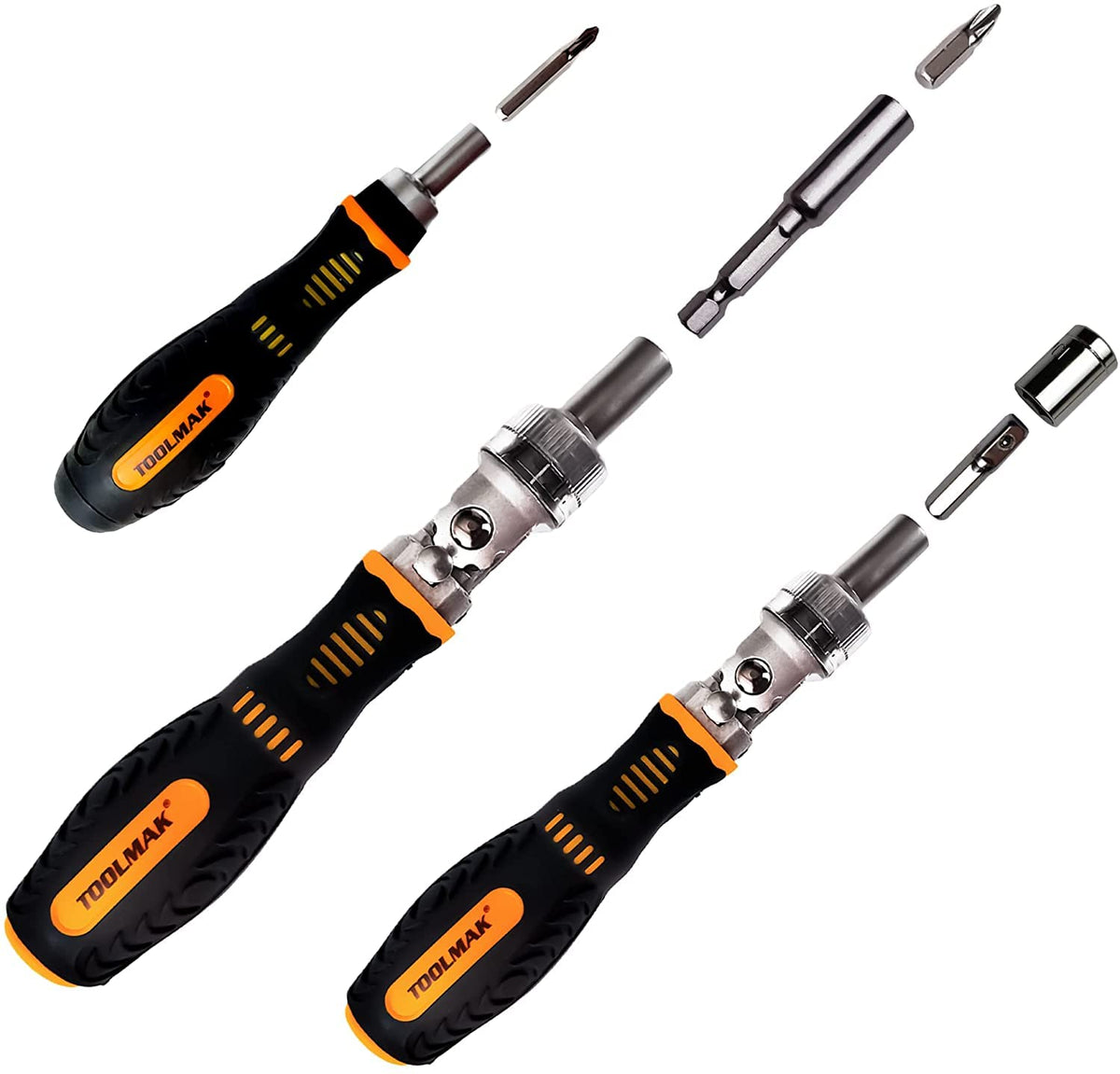 TOOLMAK magnetic-tip screwdriver guides screws with magnetic hold.