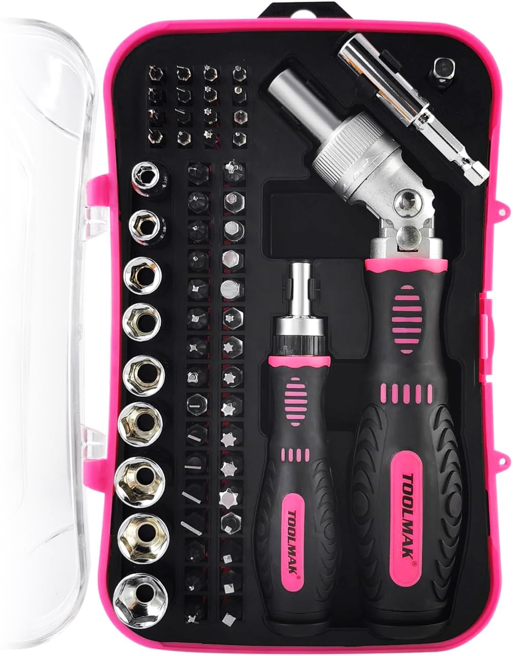 TOOLMAK ratcheting screwdriver set 61pcs in use for quick home repairs.