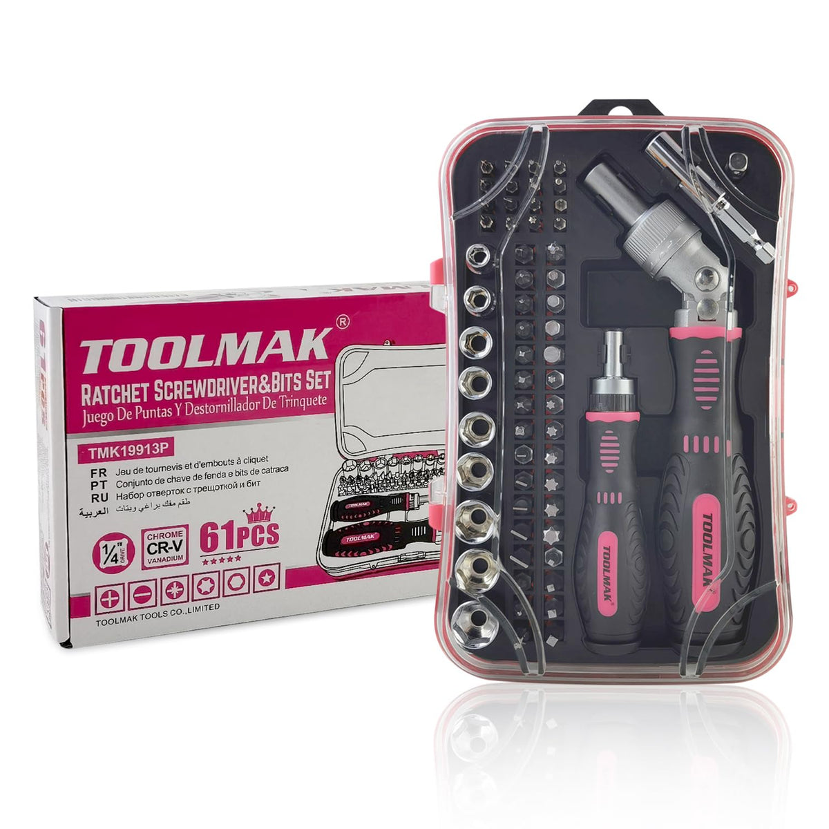 TOOLMAK removable handle back stores screwdriver bits neatly.