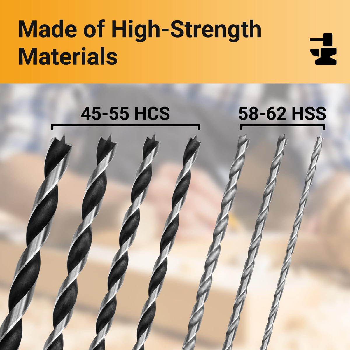 Toolmays round-shank design fits most drills for deep wood projects.