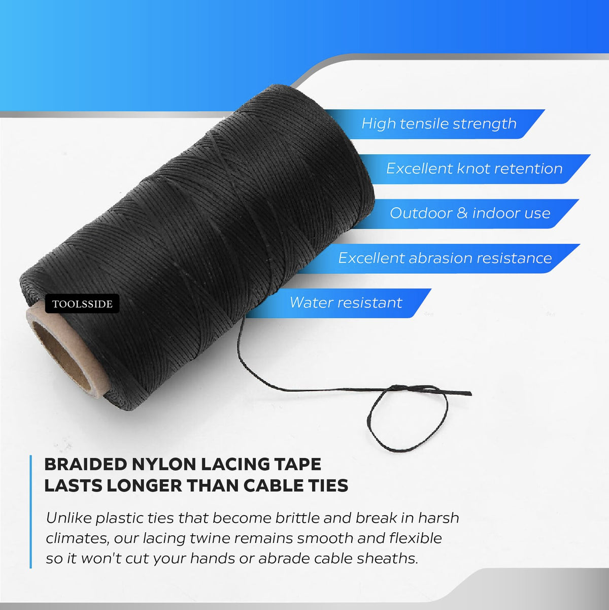 TOOLSSIDE waxed lacing cord bending without cracking in cold conditions