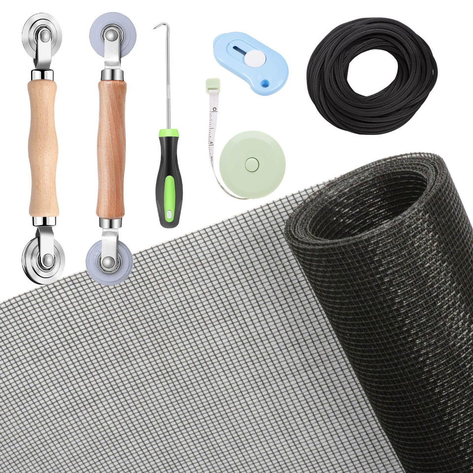 TOOLTRIZ window screen kit contents ready for quick replacement