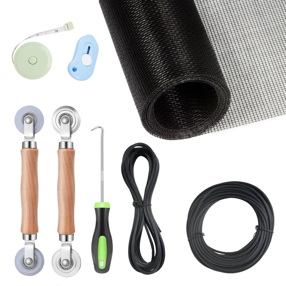 TOOLTRIZ Window Screen Replacement Kit contents for DIY projects and quick repairs.