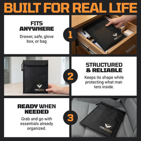 TOOLTROOPERS FIRESHIELD PRO emergency go-bag ready for quick grab-and-go use