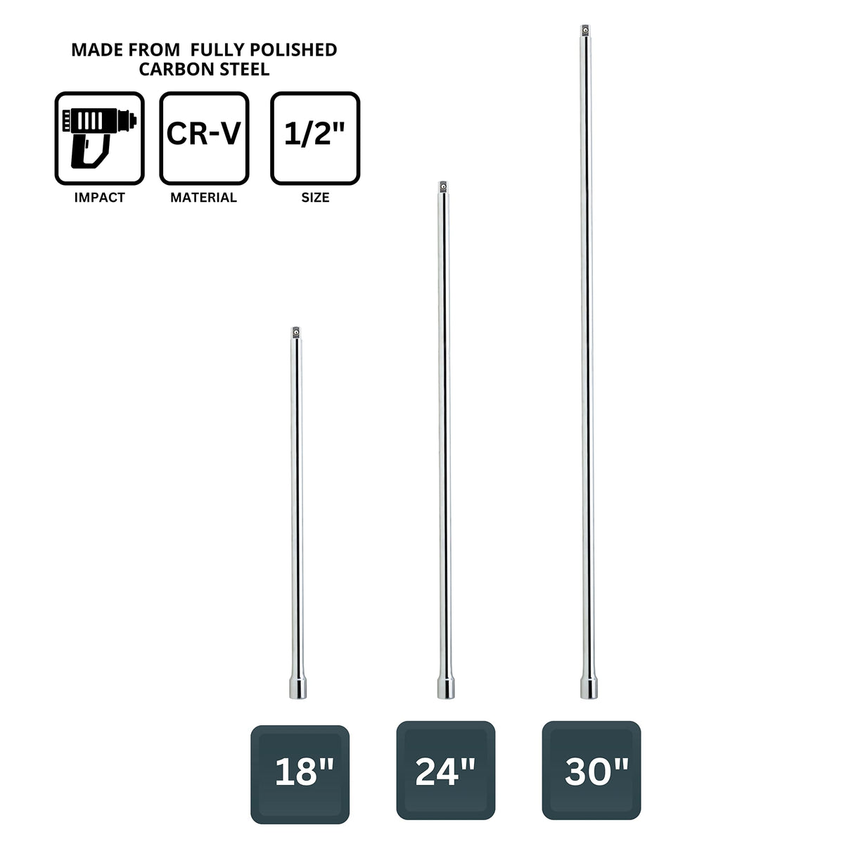 Tooluxe 00216L 24-inch extension bar helps access deep bolts and slots.