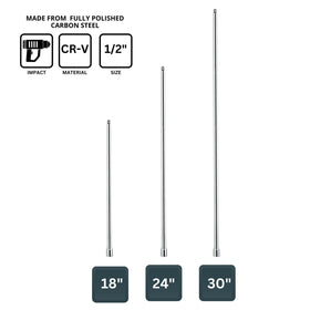 Tooluxe 00216L 24-inch extension bar helps access deep bolts and slots.