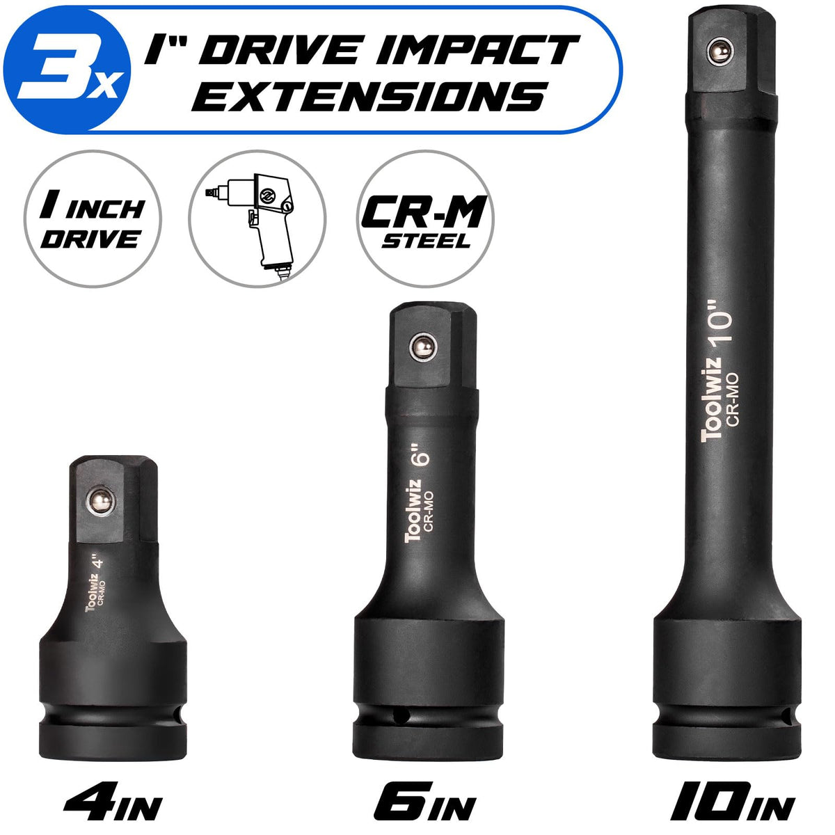 Toolwiz 1inch drive extension 10in reaches lug nuts safely