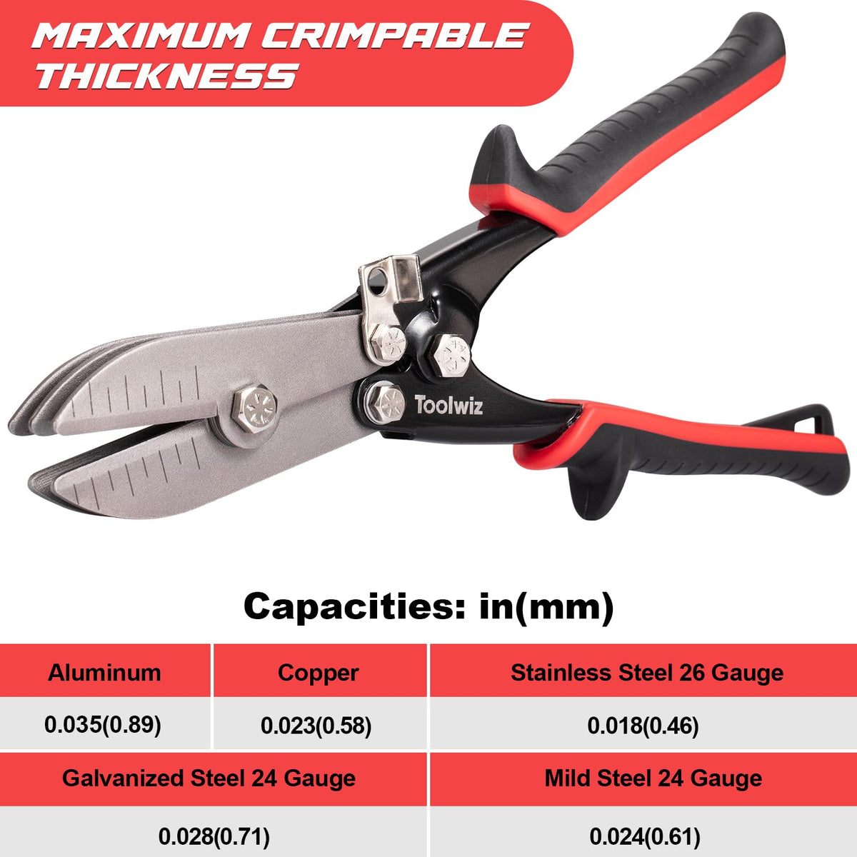Integrated safety lock keeps Toolwiz sheet metal crimper compact for safe storage.