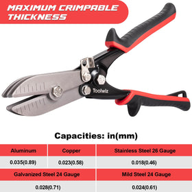Integrated safety lock keeps Toolwiz sheet metal crimper compact for safe storage.