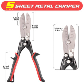 Toolwiz 5 Blade Tool throat depth 46mm enables deep crimping for thick ducts.