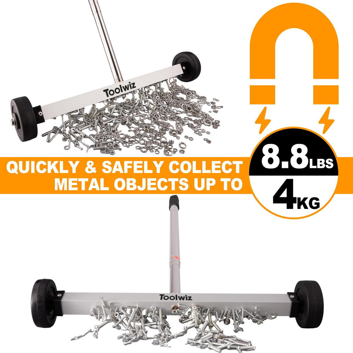 Toolwiz adjustable telescoping handle extending for comfortable cleaning