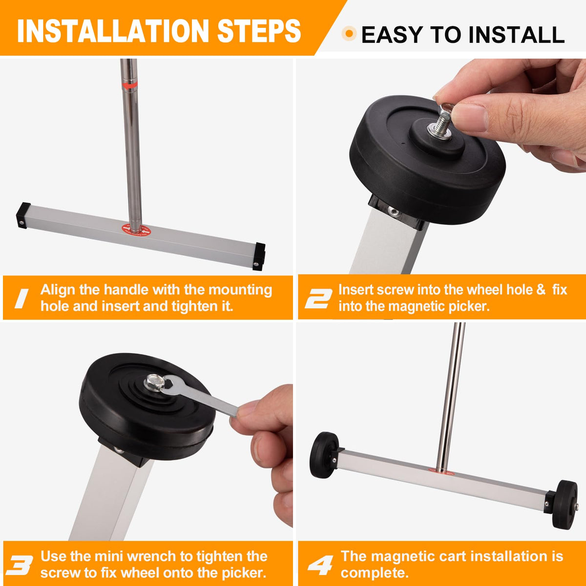 Toolwiz magnet cleans car floor of nails and small metal parts.