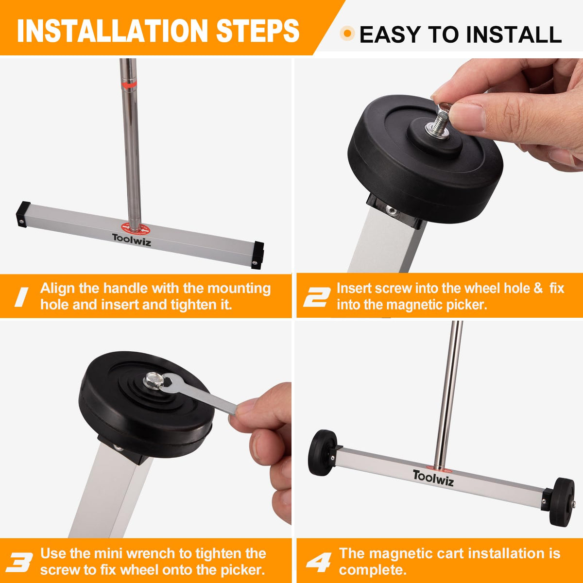 Toolwiz cleanup on grass and gravel with the magnet picker