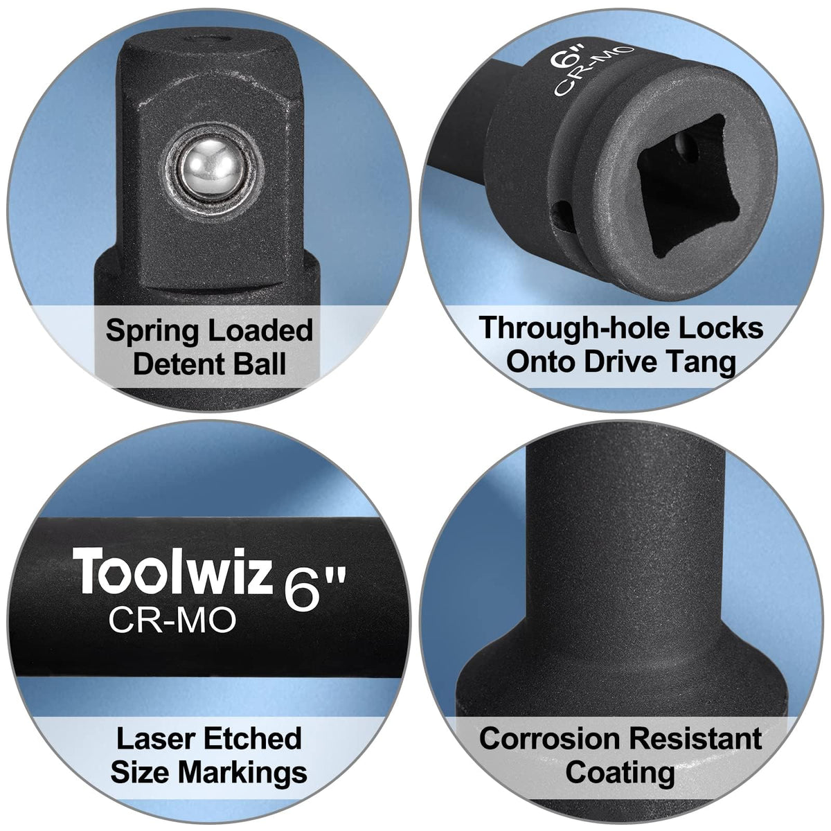 Toolwiz extension bar 10-inch enables deep-area access when needed.