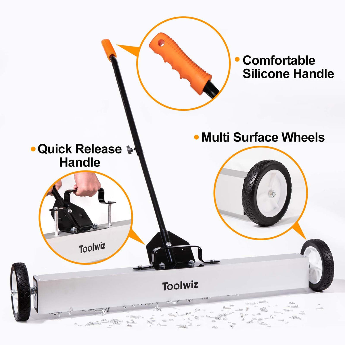 Toolwiz heavy-duty aluminum construction for durable sweeping in workshops
