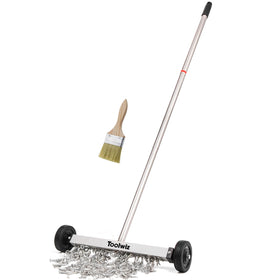 Toolwiz magnetic pick-up sweeper clears nails from workshop floor.