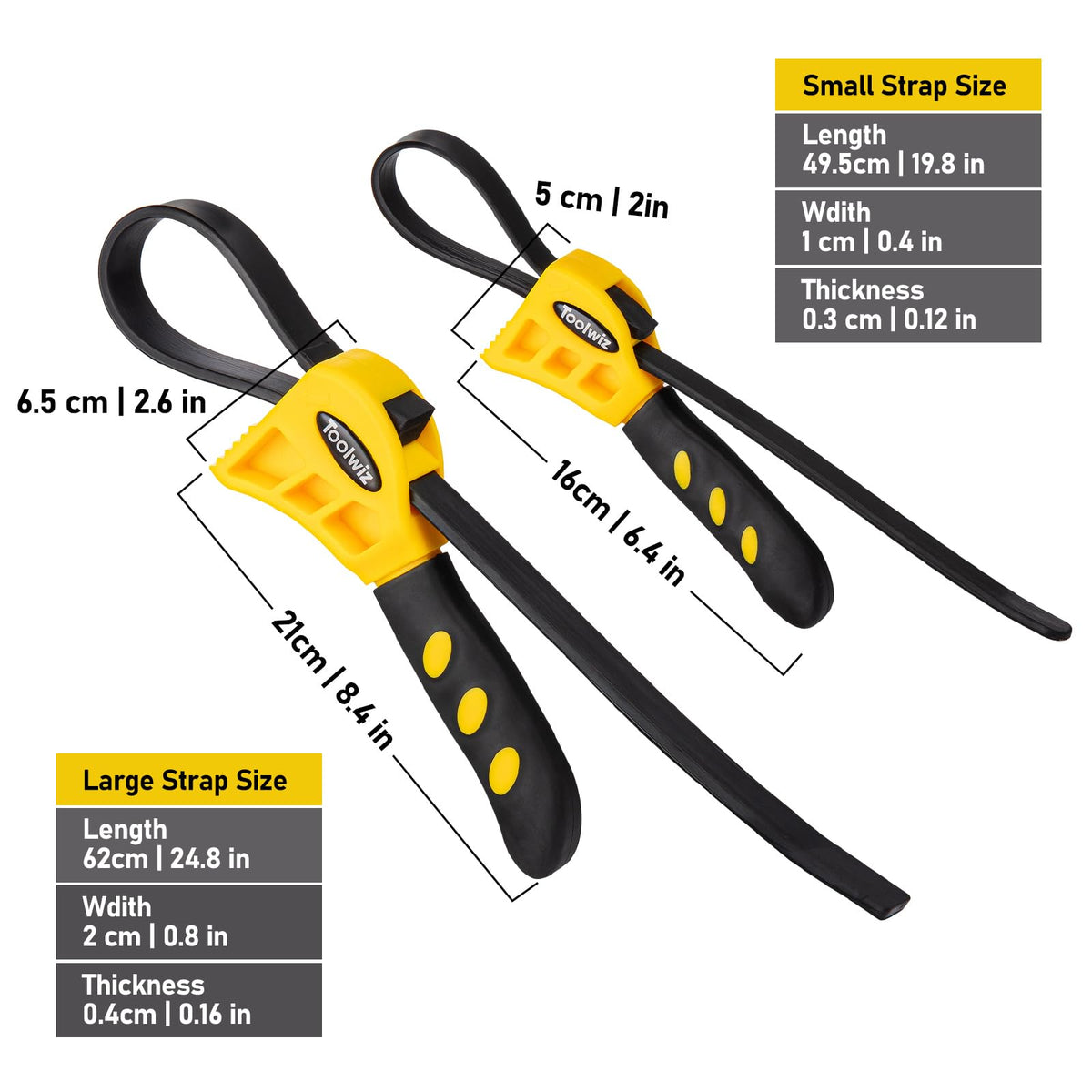 Toolwiz Rubber Strap Wrench groove-handle – comfortable grip during tasks.