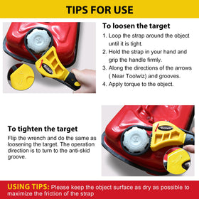 Toolwiz Rubber Strap Wrench instructions-diagram – clear steps for proper use.