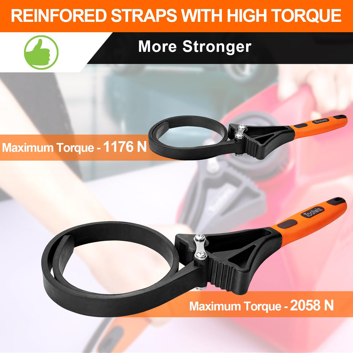 Toolwiz rubber strap wrench sturdy-straps—built for durability in tough tasks.