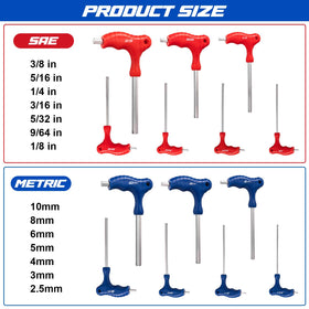 Toolwiz SAE and Metric size guide shows full range from 1/8 inch to 10 mm.
