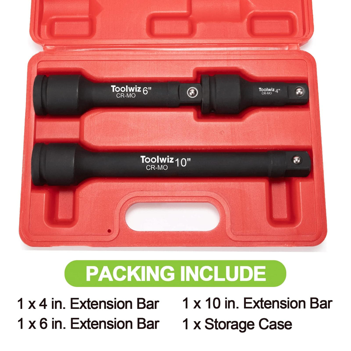 Toolwiz ball-end design retains sockets securely to prevent drops.