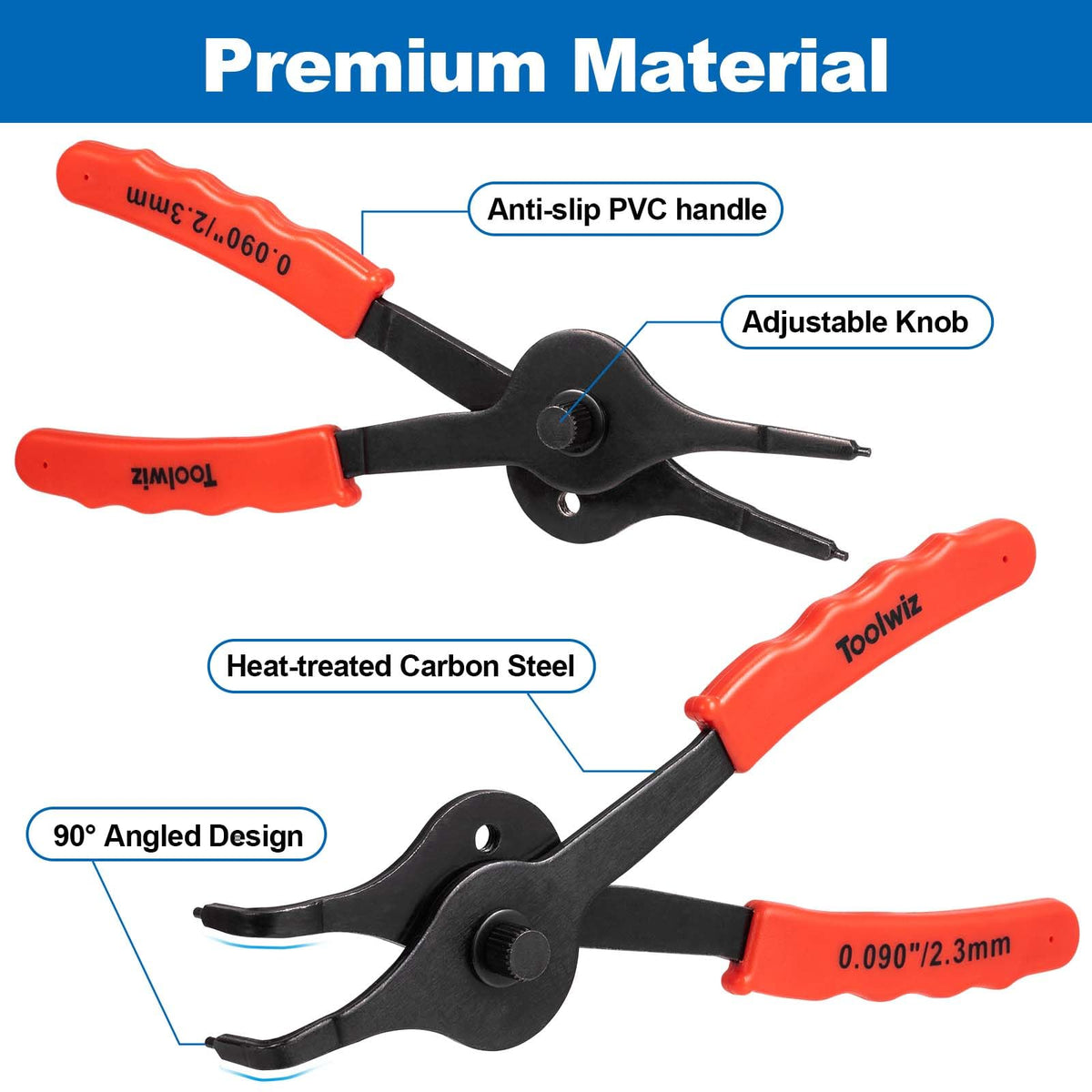 Toolwiz straight pliers six-inch with 0.038-inch tip for small retainers.