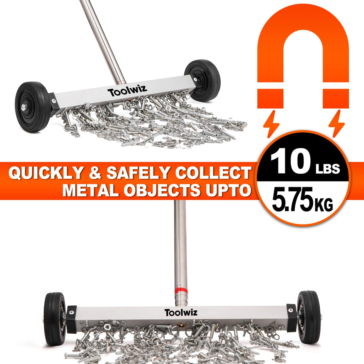 Toolwiz telescoping handle extended for comfortable reach.