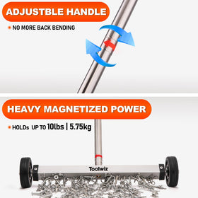 Toolwiz sweeper used in a workspace to collect nails.