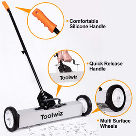 Toolwiz Yard metal debris cleanup collecting nuts bolts and metal shavings.