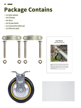 TOOPTATE gate wheels fit 1-1/4 to 2-1/4 inch tubes for many gates.
