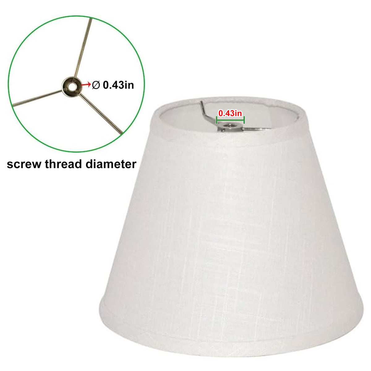 Tootoo Star barrel white lamp shade top opening shows 6 inch diameter