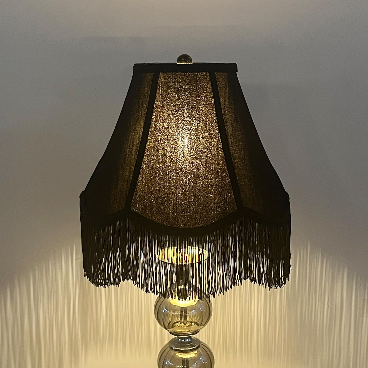 TOOTOO STAR Black Bell Lamp Shade fringe closeup adds vintage charm to rooms