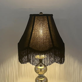TOOTOO STAR Black Bell Lamp Shade fringe closeup adds vintage charm to rooms