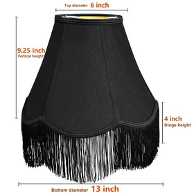 TOOTOO STAR Black Bell Lamp Shade side view highlights fringed trim for retro vibes